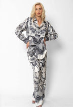 Eleonora Track Pants - Black & White Print