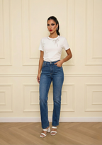 Lucie Embellished Bow Tee – White