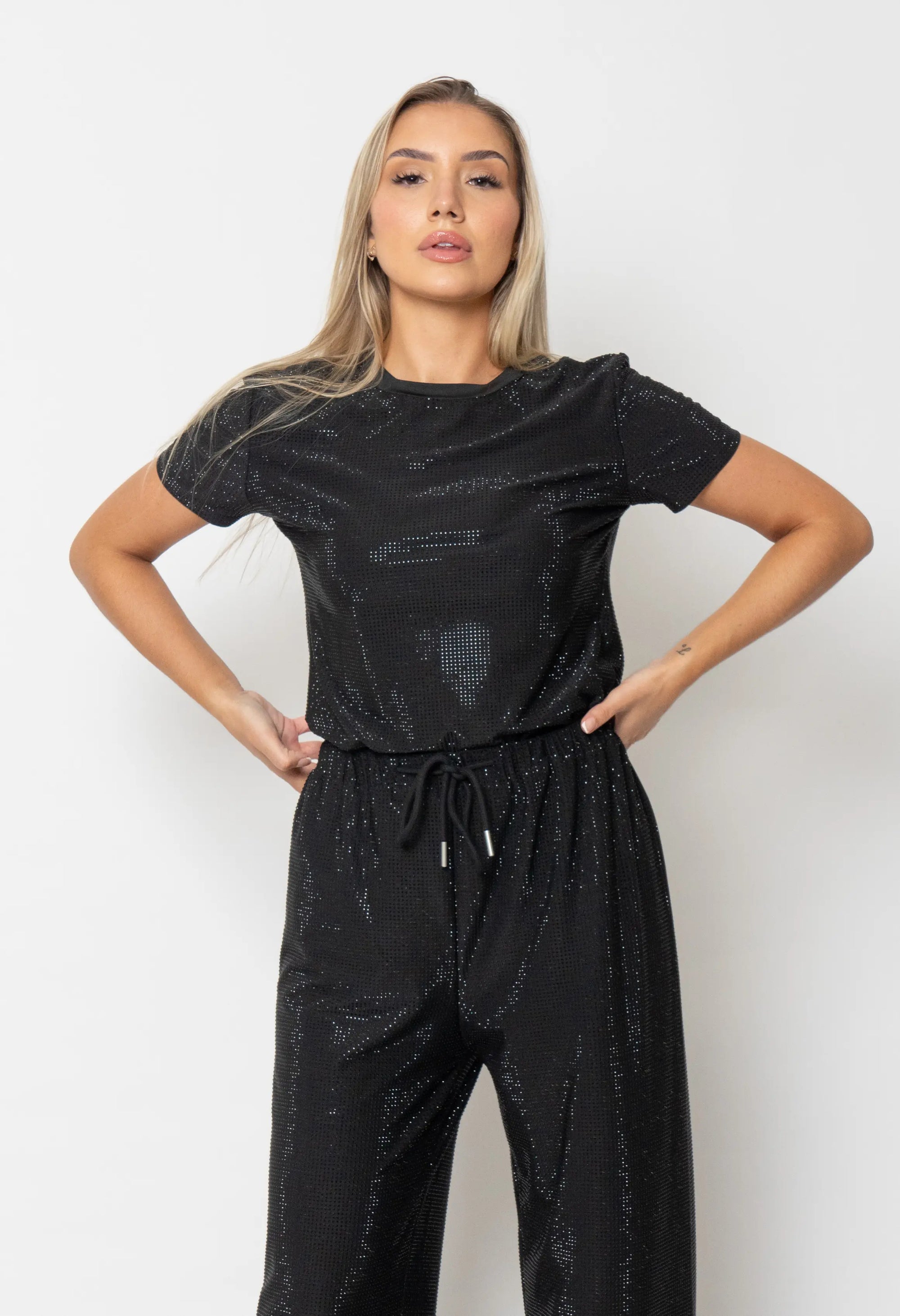 Anastasia Strass Top - Black Strass