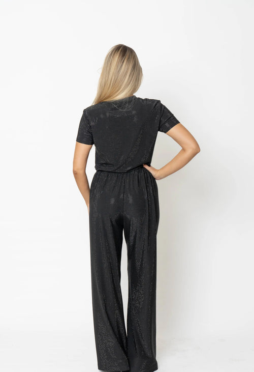 Anastasia Strass Wide Leg Pants - Black Strass