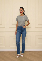 Lucie Embellished Bow Tee – Grey