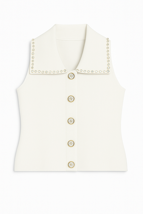 Camelia Sleeveless Top – White